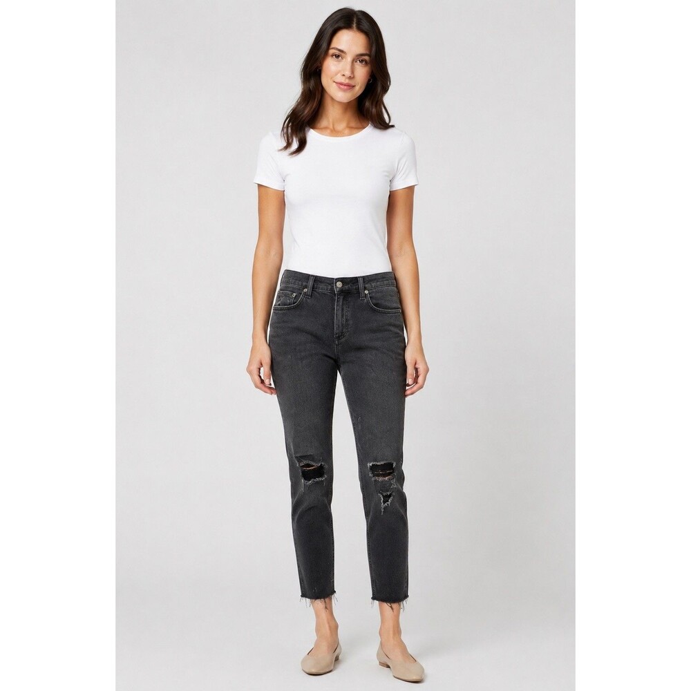 Rag & Bone Women’s Skinny Jeans Size 29 Black Distressed Ripped Raw Hem
